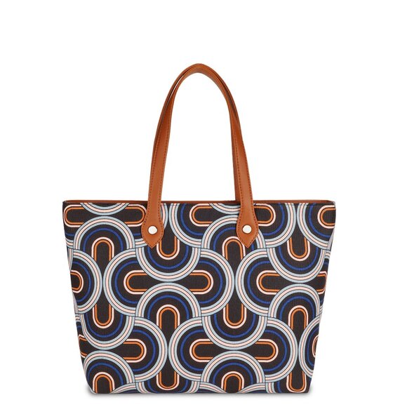 Hand Crafted Fabric Ladies Shoulder Tote Bag in Abstract Print, Top Handle Bag - Picture 8 of 9